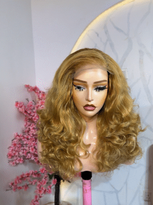14 inches bouncy curls with 5 by 5 closure
