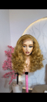 14 inches bouncy curls with 5 by 5 closure
